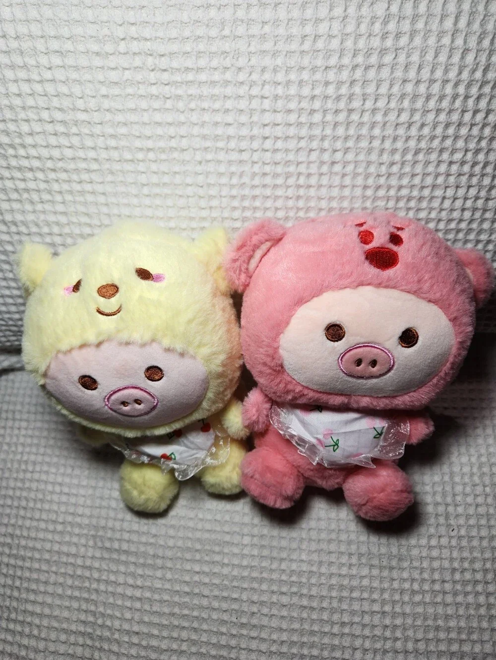 Plush Piglet Pair - Pink and Pale Yellow Soft Stuffed Animals